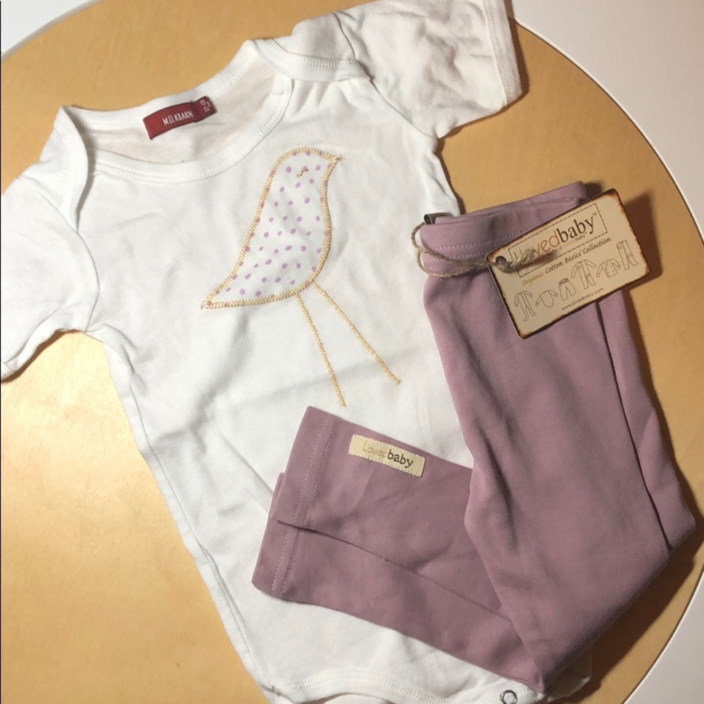 Milkbarn polka dot bird tee and Lovedbaby leggings